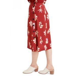 MADEWELL Floral Side Button Midi Skirt Size 8 #0200